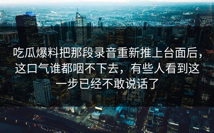 吃瓜爆料把那段录音重新推上台面后，这口气谁都咽不下去，有些人看到这一步已经不敢说话了