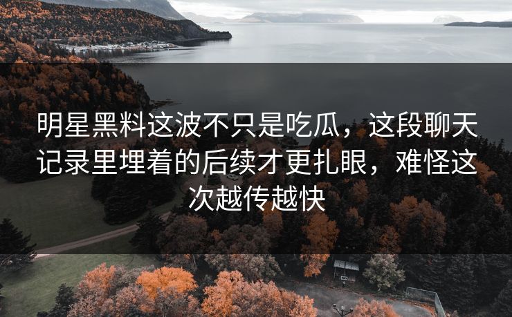 明星黑料这波不只是吃瓜，这段聊天记录里埋着的后续才更扎眼，难怪这次越传越快