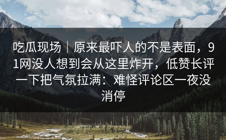 吃瓜现场｜原来最吓人的不是表面，91网没人想到会从这里炸开，低赞长评一下把气氛拉满：难怪评论区一夜没消停
