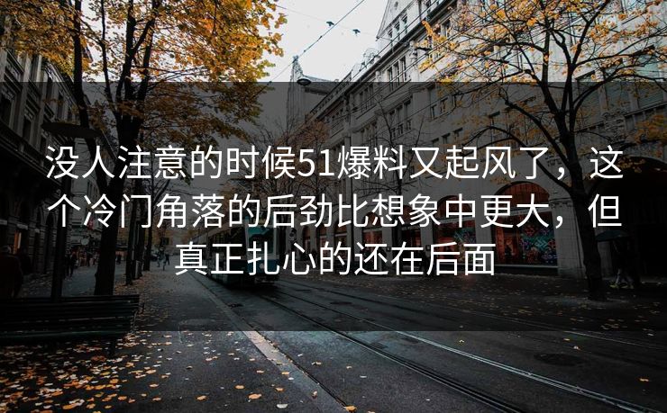 没人注意的时候51爆料又起风了，这个冷门角落的后劲比想象中更大，但真正扎心的还在后面